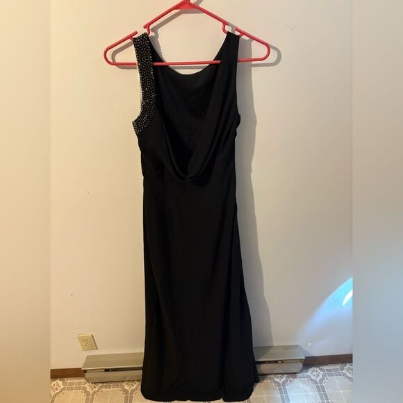 Halston Heritage Black Maxi Dress with Embellished Detail - Picture 3 of 5